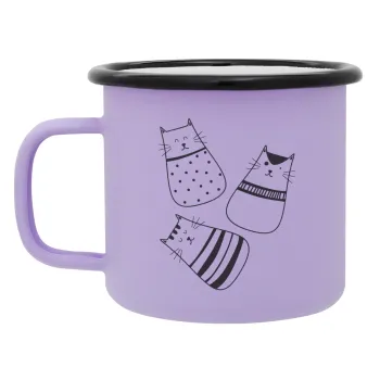 Cute cats, Κούπα Μεταλλική εμαγιέ ΜΑΤ Light Pastel Purple 360ml