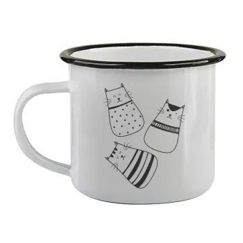 Cute cats, Κούπα εμαγιέ με μαύρο χείλος 360ml