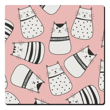 Cute cats, Τετράγωνο μαγνητάκι ξύλινο 6x6cm