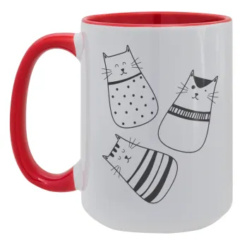 Cute cats, Κούπα Mega 15oz, κεραμική Κόκκινη, 450ml