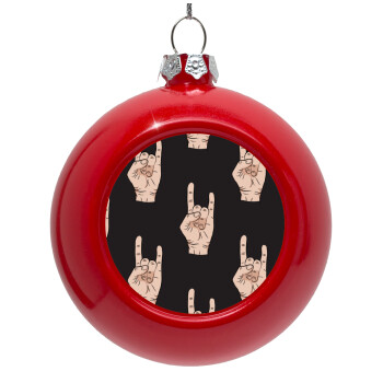 Rock hands, Red Christmas tree ornament bauble 8cm