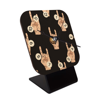 Rock hands, Quartz Table clock in natural wood (10cm)