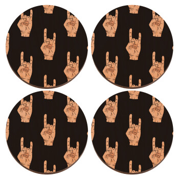 Rock hands, ΣΕΤ x4 Σουβέρ ξύλινα στρογγυλά plywood (9cm)