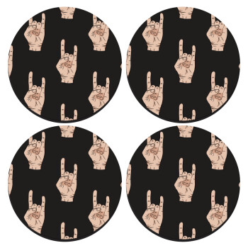 Rock hands, ΣΕΤ 4 Σουβέρ ξύλινα στρογγυλά (9cm)