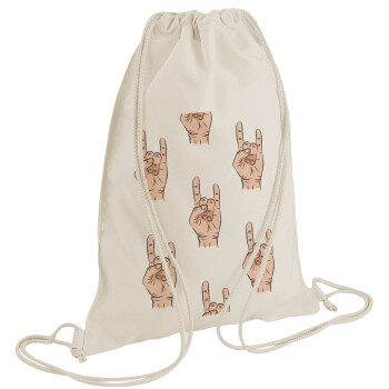 Rock hands, Τσάντα πλάτης πουγκί GYMBAG natural (28x40cm)