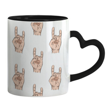 Rock hands, Mug heart black handle, ceramic, 330ml