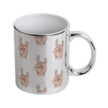 Rock hands, Κούπα κεραμική, ασημένια καθρέπτης, 330ml