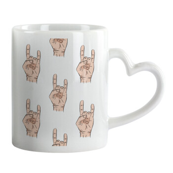 Rock hands, Mug heart handle, ceramic, 330ml