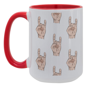 Rock hands, Κούπα Mega 15oz, κεραμική Κόκκινη, 450ml
