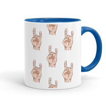 Rock hands, Mug colored blue, ceramic, 330ml