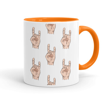 Rock hands, Mug colored orange, ceramic, 330ml