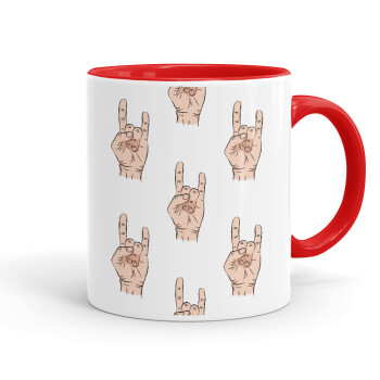Rock hands, Mug colored red, ceramic, 330ml