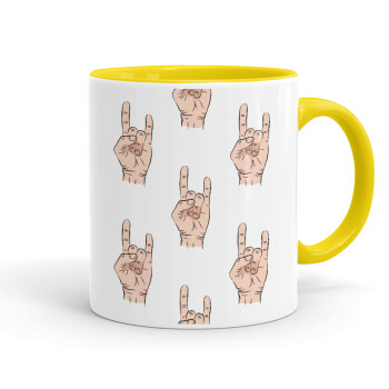 Rock hands, Mug colored yellow, ceramic, 330ml