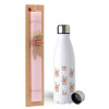 Easter Set, metallic stainless steel water bottle (750ml) & scented flat Easter candle (30cm) (PINK)