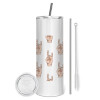 Tumbler stainless steel 600ml, with metal straw & cleaning brush