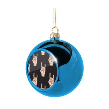 Rock hands, Blue Christmas tree ball ornament 8cm