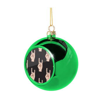 Rock hands, Green Christmas tree ornament ball 8cm