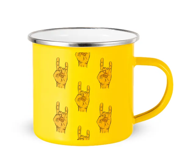 Rock hands — Yellow Enamel Metallic Cup 360ml