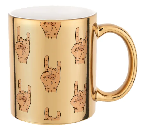Rock hands — Mug ceramic, gold mirror, 330ml