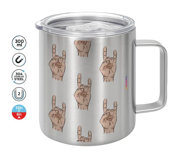 Rock hands — Double-walled stainless steel mug 300ml with temperature-retaining lid