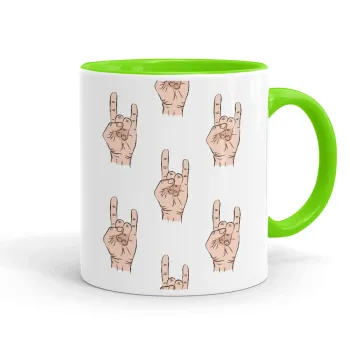 Rock hands, Κούπα χρωματιστή βεραμάν, κεραμική, 330ml