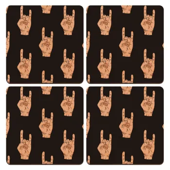 Rock hands, ΣΕΤ x4 Σουβέρ ξύλινα τετράγωνα plywood (9cm)