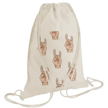 Rock hands, Τσάντα πλάτης πουγκί GYMBAG natural (28x40cm)