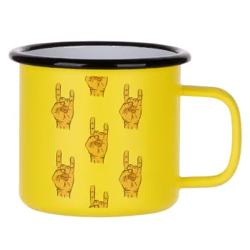 Rock hands, Κούπα Μεταλλική εμαγιέ ΜΑΤ Κίτρινη 360ml