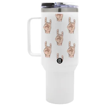 Rock hands, Mega Tumbler με καπάκι, διπλού τοιχώματος (θερμό) 1,2L
