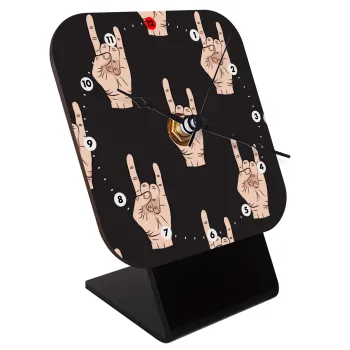 Rock hands, Επιτραπέζιο ρολόι ξύλινο με δείκτες (10cm)