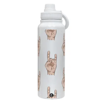 Rock hands, Θερμός 1L Ανοξείδωτο με Βάση Κινητού & Διπλά Τοιχώματα