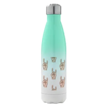 Rock hands, Metal mug thermos Green/White (Stainless steel), double wall, 500ml