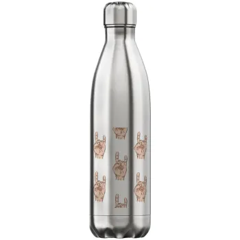 Rock hands, Inox (Stainless steel) hot metal mug, double wall, 750ml