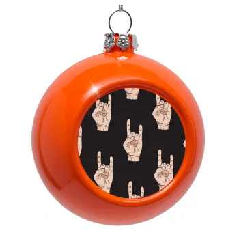 Rock hands, Orange Christmas tree ornament bauble 8cm