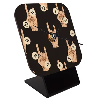 Rock hands, Quartz Table clock in natural wood (10cm)