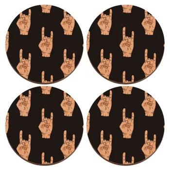 Rock hands, ΣΕΤ x4 Σουβέρ ξύλινα στρογγυλά plywood (9cm)