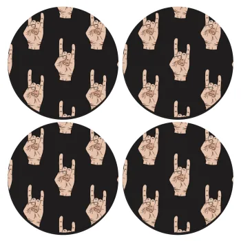 Rock hands, SET of 4 round wooden coasters (9cm)