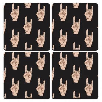 Rock hands, ΣΕΤ 4 Σουβέρ ξύλινα τετράγωνα (9cm)