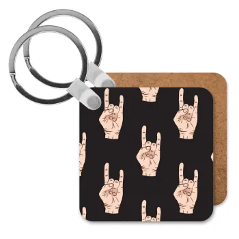 Rock hands, Μπρελόκ Ξύλινο τετράγωνο MDF