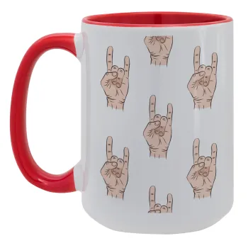 Rock hands, Κούπα Mega 15oz, κεραμική Κόκκινη, 450ml