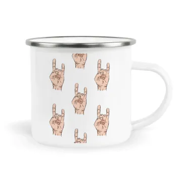 Rock hands, Κούπα Μεταλλική εμαγιέ λευκη 360ml