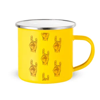 Rock hands, Κούπα Μεταλλική εμαγιέ Κίτρινη 360ml