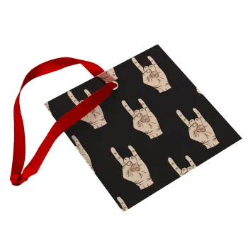 Rock hands, Christmas ornament, glass square ornament 9x9cm