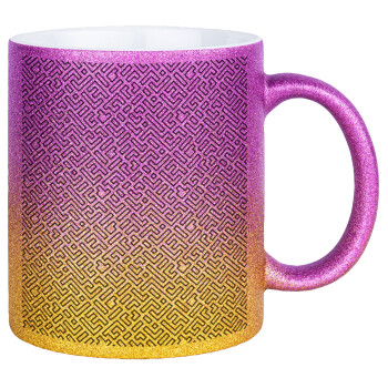 Doodle Maze, Κούπα Χρυσή/Ροζ Glitter, κεραμική, 330ml