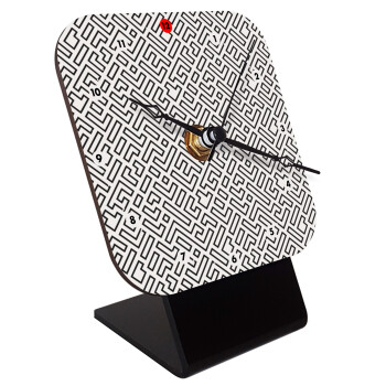 Doodle Maze, Quartz Wooden table clock with hands (10cm)