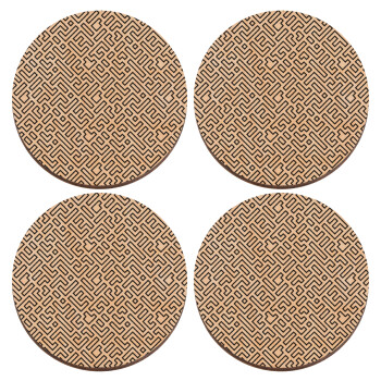 Doodle Maze, ΣΕΤ x4 Σουβέρ ξύλινα στρογγυλά plywood (9cm)