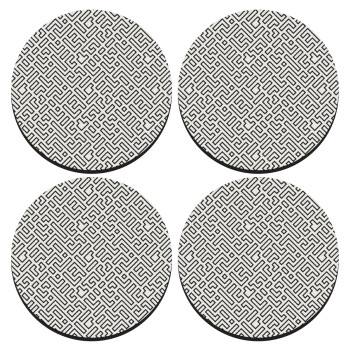 Doodle Maze, SET of 4 round wooden coasters (9cm)