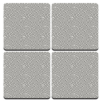 Doodle Maze, ΣΕΤ 4 Σουβέρ ξύλινα τετράγωνα (9cm)