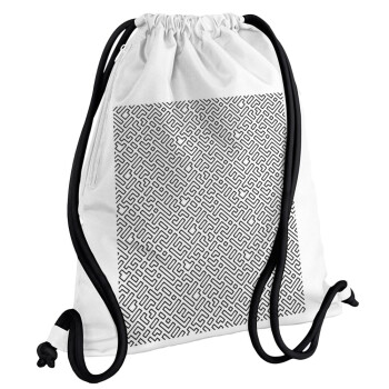 Doodle Maze, Backpack pouch GYMBAG white, with pocket (40x48cm) & thick cords