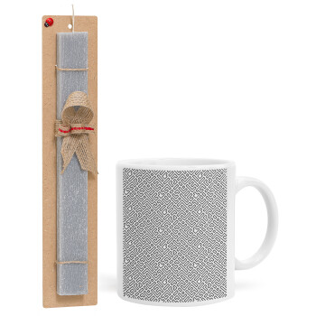 Doodle Maze, Easter Set, Ceramic Cup (330ml) & Easter aromatic flat candle (30cm) (GRAY)